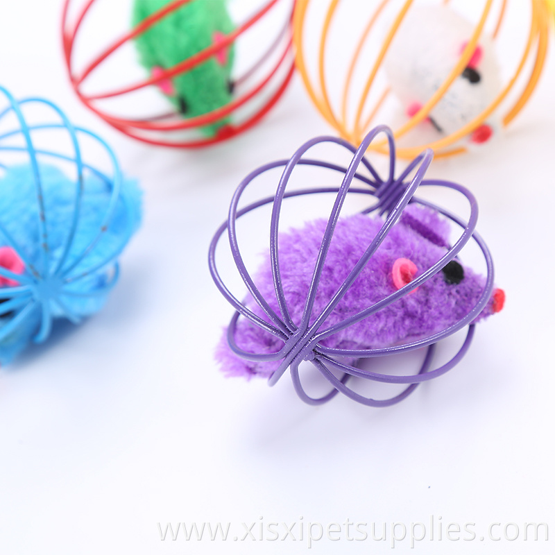 pretty color mouse in cage for cat playing cat products